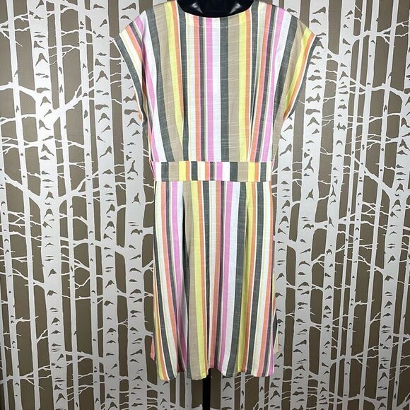 LOFT Striped Button Front Midi Dress 12 - Picture 4 of 9